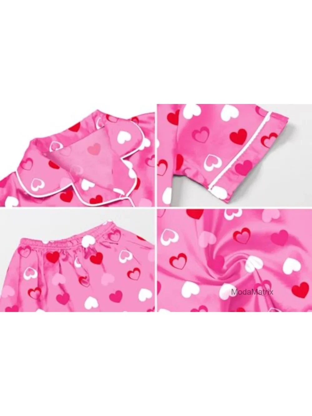 Satin Pajama Set with Button Down Top and Shorts for Girls